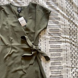 NWT Bobeau Olive Green Wrap Dress